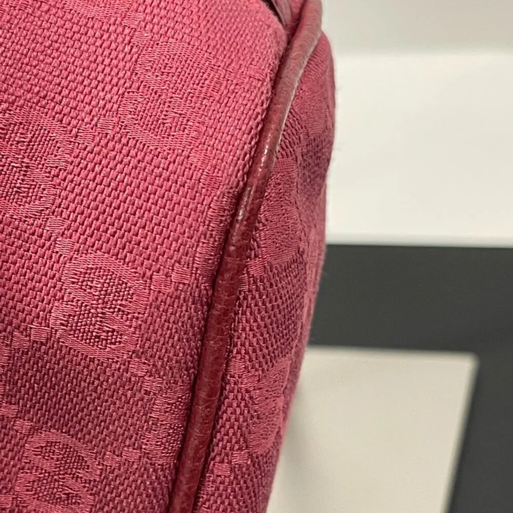 Gucci GG Canvas Pouch Bag Dark Pink/Raspberry (128556)